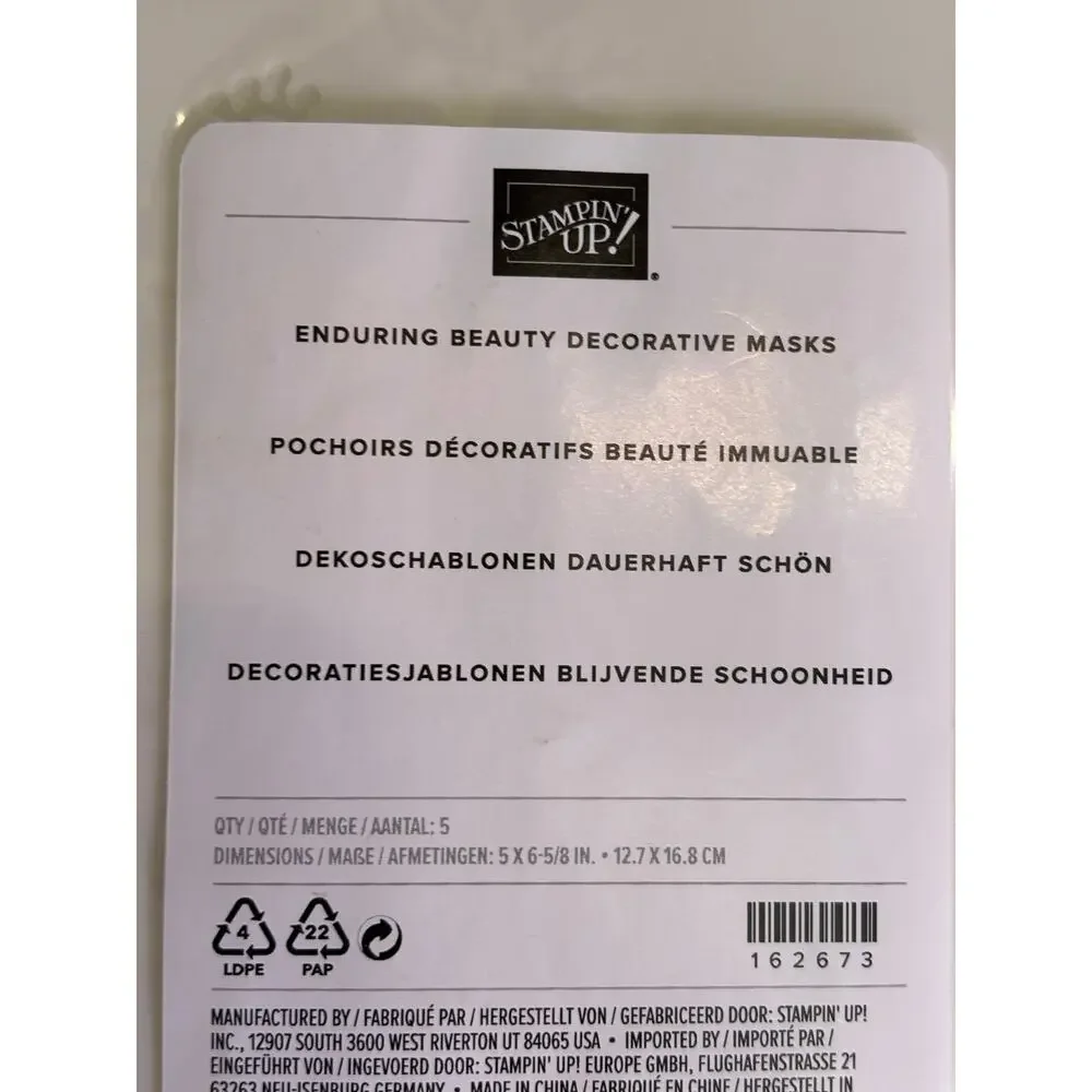 Stampin Up Enduring Beauty Bundle Stamps 162670 Dies 162673 Decorative Masks